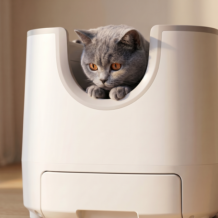 pdp: close-up of cat face near box entrance