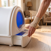 BeCat self-cleaning litter box - owner pulling the sealed waste drawer